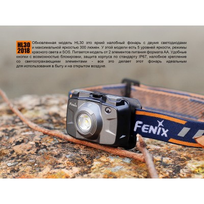 Налобный фонарь Fenix HL30 (2018) Cree XP-G3 синий, HL30BL2018