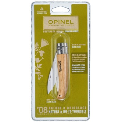 Нож Opinel №8 садовый, нержавеющая сталь, блистер, 001216