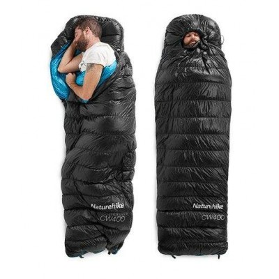 Мешок спальный Naturehike CW400 NH18C400-D с гусинным пухом, размер L, черный, молния слева, 6927595761670L