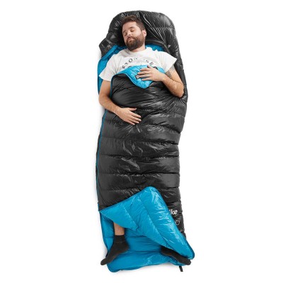Мешок спальный Naturehike CW400 NH18C400-D с гусинным пухом, размер M, черный, молния слева, 6927595761663L
