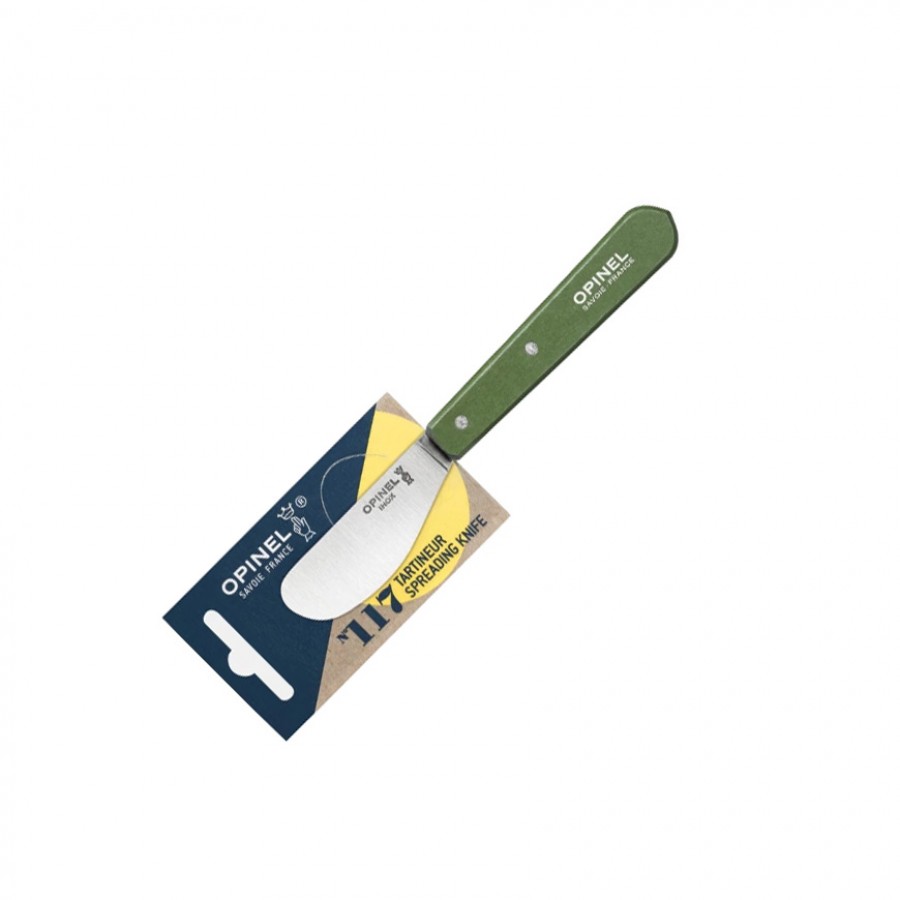 Нож для масла Opinel №117, деревянная рукоять, блистер, нержавеющая сталь, темно-зеленый, 003134