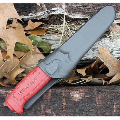 Нож Morakniv Basic углеродистая сталь, пласт. ручка (красный), 12147