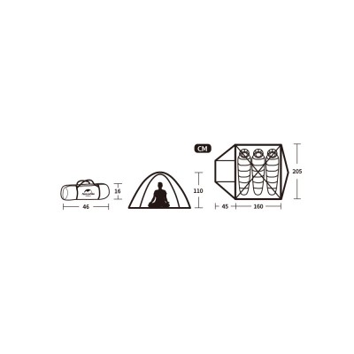 Палатка Naturehike P-Series NH18Z033-P 210T/65D, трехместная, серо-голубая, 6927595783634
