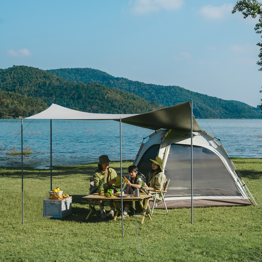 Палатка Naturehike Ango Automatic CNK2550WS010 трёхместная, большая, c навесом, светло-серая с серым Палатка Naturehike Ango Automatic CNK2550WS010 трёхместная, большая, c навесом, светло-серая с серым