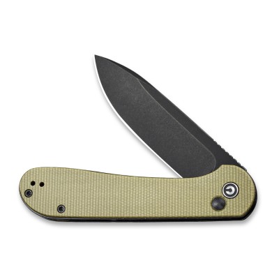 Складной нож CIVIVI Button Lock Elementum 14C28N Steel Black Stonewashed Handle G10 Olive Micarta