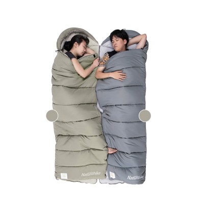 Ультралёгкий спальный мешок Naturehike CNK2350WS023 M400 хлопковый с капюшоном весна осень серый, молния справа