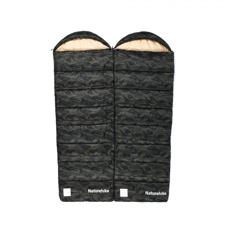 Ультралёгкий спальный мешок Naturehike CNK2350WS023 M320 хлопковый с капюшоном весна осень камуфляжный, молния слева