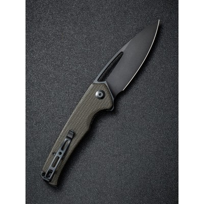 Складной нож SENCUT Mims 9Cr18MoV Steel Black Stonewashed Handle Dark Green Canvas Micarta