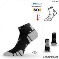 Носки Lasting RUN 901, microfiber+polypropylene, черный с серой полоской, размер L , RUN901-L