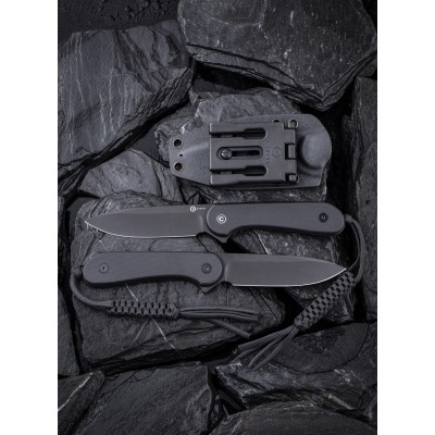 Нож CIVIVI Fixed Blade Elementum D2 Steel Black Stonewash Handle G10 Black