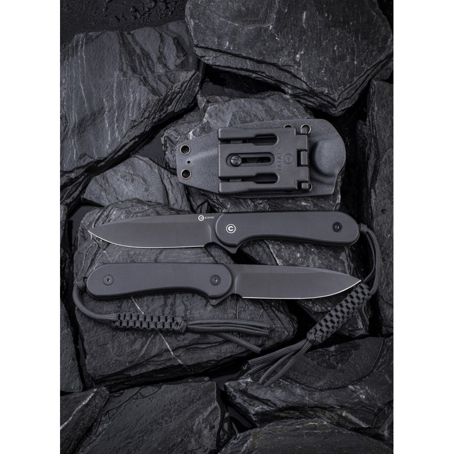 Нож CIVIVI Fixed Blade Elementum D2 Steel Black Stonewash Handle G10 Black