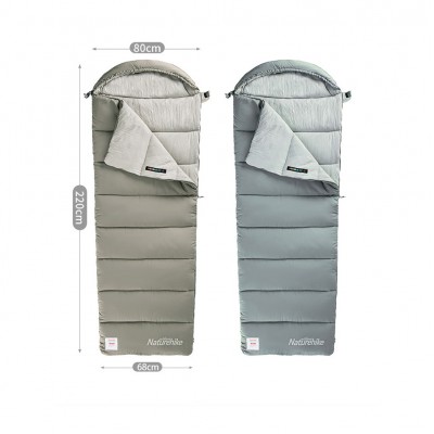 Ультралёгкий спальный мешок Naturehike CNK2350WS023 M400 хлопковый с капюшоном весна осень серый, молния справа