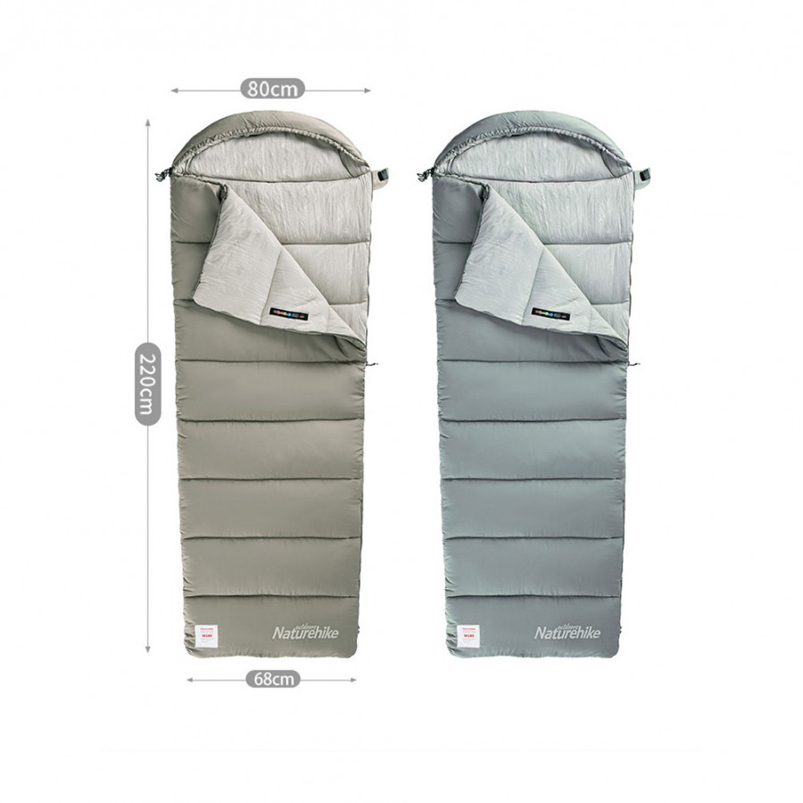 Ультралёгкий спальный мешок Naturehike CNK2350WS023 M400 хлопковый с капюшоном весна осень серый, молния справа