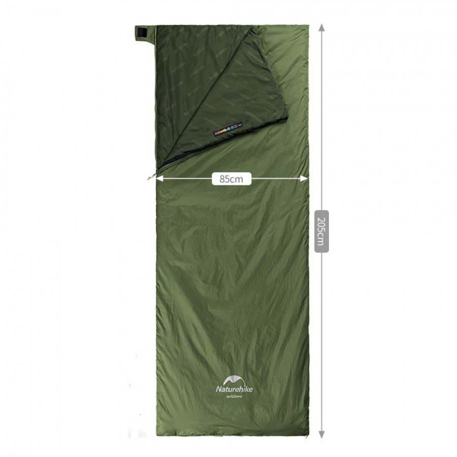 Мешок спальный Naturehike NH21MSD09 мини LW180, размер XL, зеленый, молния слева, 6927595777961L
