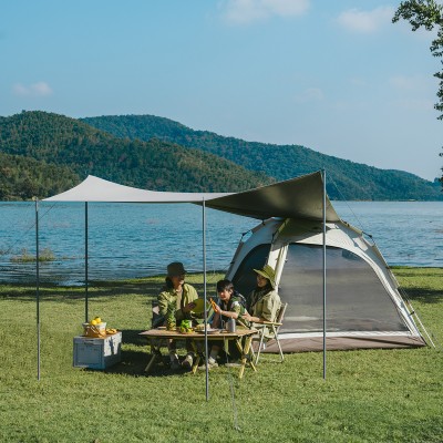 Палатка Naturehike Ango Automatic CNK2550WS010 трёхместная, малая, c навесом, светло-серая с серым