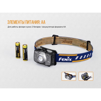 Налобный фонарь Fenix HL30 (2018) Cree XP-G3 серый, HL30GY2018