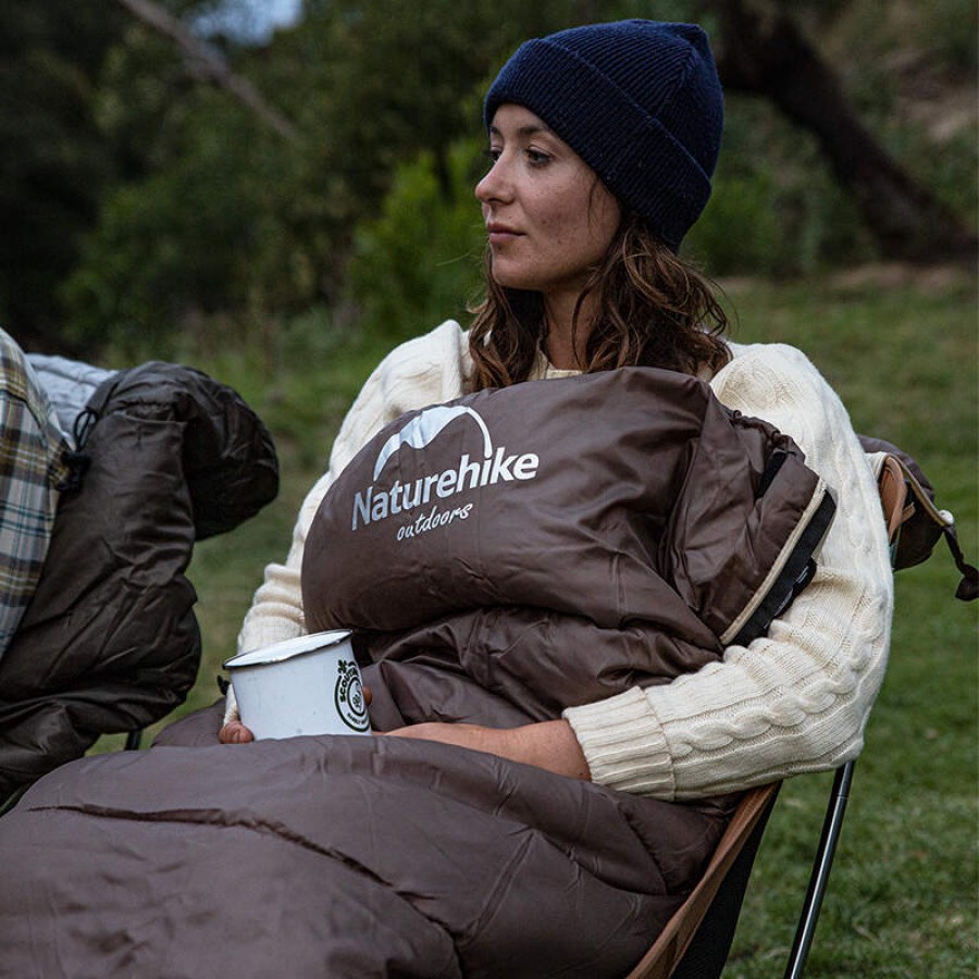 Спальный мешок Naturehike U Series Двойной хлопок осень-зима Brown U250S, молния слева, 6927595769294L
