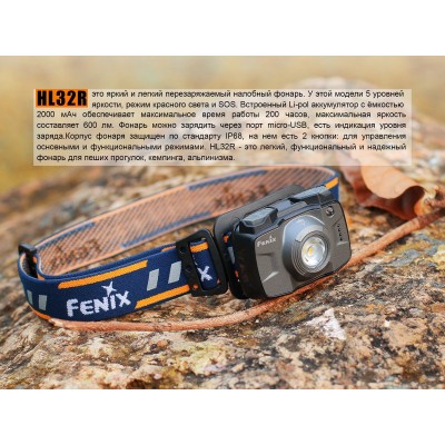 Налобный фонарь Fenix HL32Rg серый