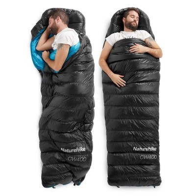 Мешок спальный Naturehike CW400 NH18C400-D с гусинным пухом, размер M, черный, молния слева, 6927595761663L