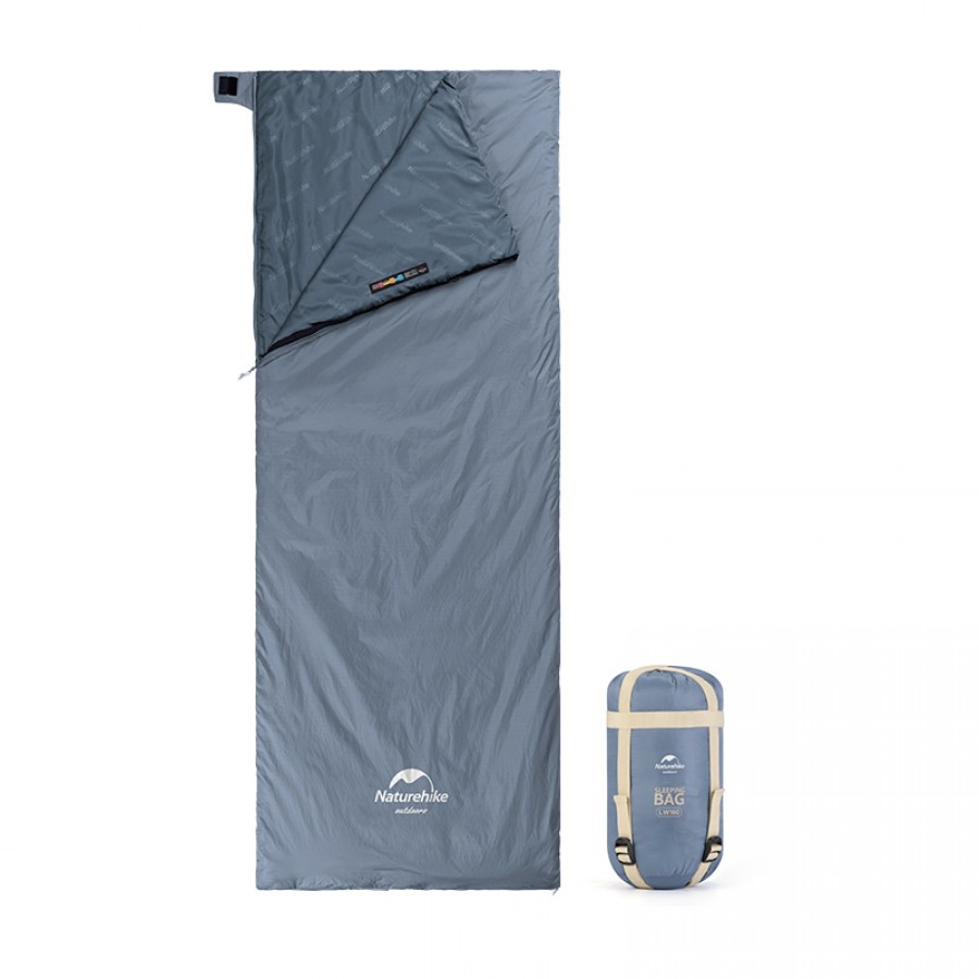 Ультралёгкий спальный мешок Naturehike тип конверт LW180 лето голубой Size M, молния слева, 6927595777947L