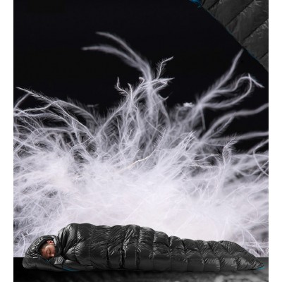 Мешок спальный Naturehike CW400 NH18C400-D с гусинным пухом, размер M, черный, молния слева, 6927595761663L