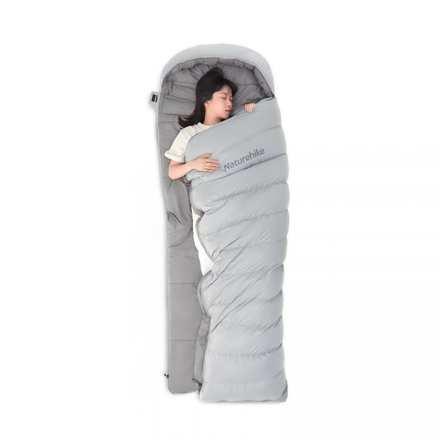 Ультралёгкий спальный мешок Naturehike RM80 Series Утиный пух Grey Size M, молния слева, 6927595707197L
