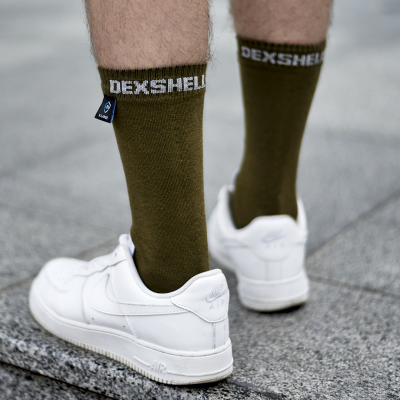 Водонепроницаемые носки DexShell Ultra Thin Crew S (36-38), оливковый зеленый, DS683OGS