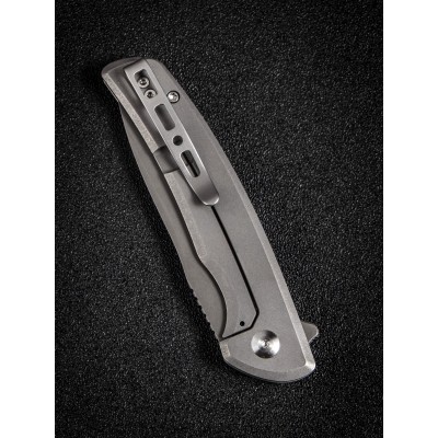 Складной нож SENCUT Tynan 10Cr15CoMoV Steel Gray Stonewashed Handle Stainless Gray