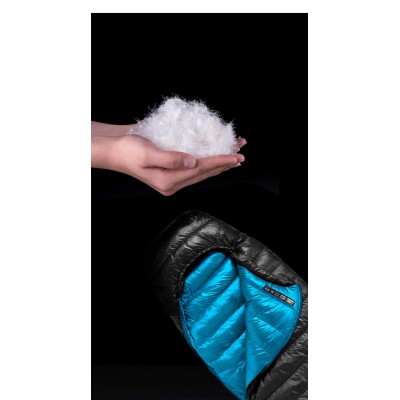 Мешок спальный Naturehike CW400 NH18C400-D с гусинным пухом, размер M, черный, молния слева, 6927595761663L