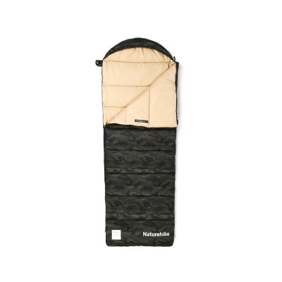 Ультралёгкий спальный мешок Naturehike CNK2350WS023 M320 хлопковый с капюшоном весна осень камуфляжный, молния справа
