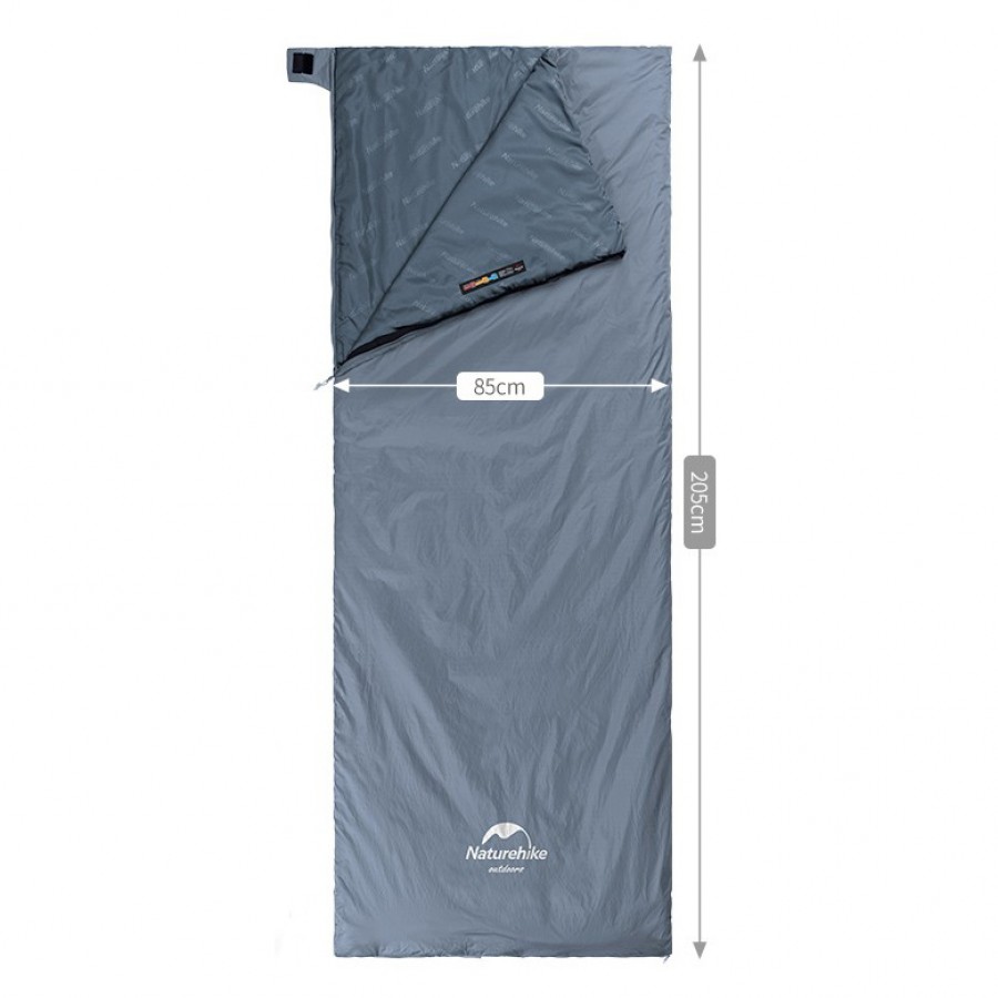 Ультралёгкий спальный мешок Naturehike тип конверт LW180 лето голубой Size M, молния слева, 6927595777947L