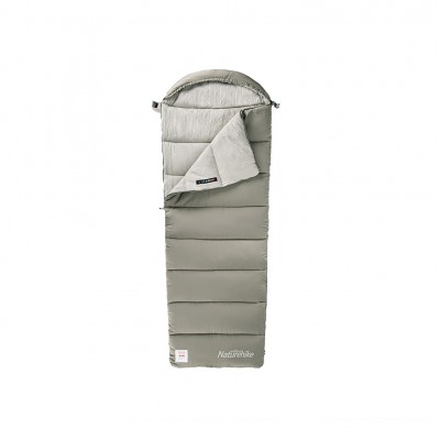 Ультралёгкий спальный мешок Naturehike CNK2350WS023 M400 хлопковый с капюшоном весна осень зеленый, молния справа