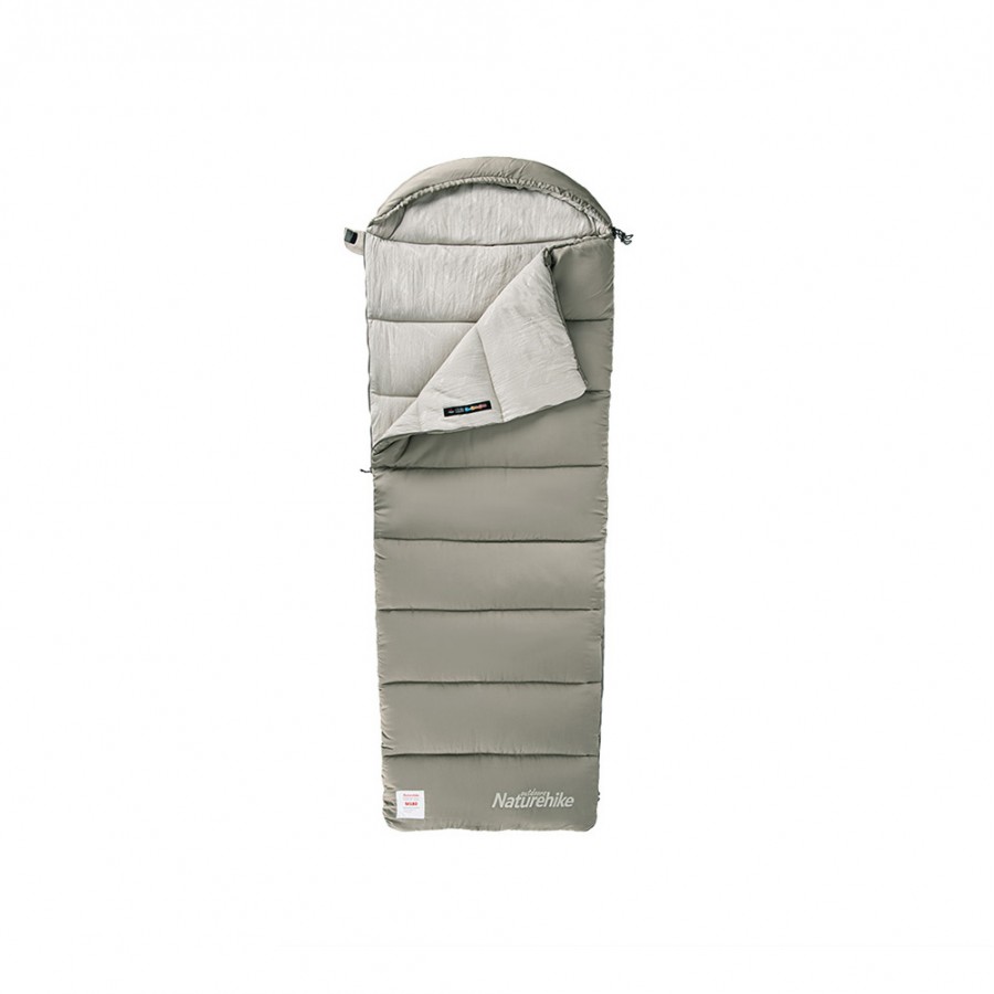 Ультралёгкий спальный мешок Naturehike CNK2350WS023 M400 хлопковый с капюшоном весна осень зеленый, молния справа