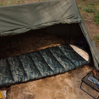 Ультралёгкий спальный мешок Naturehike CNK2350WS023 M320 хлопковый с капюшоном весна осень камуфляжный, молния справа