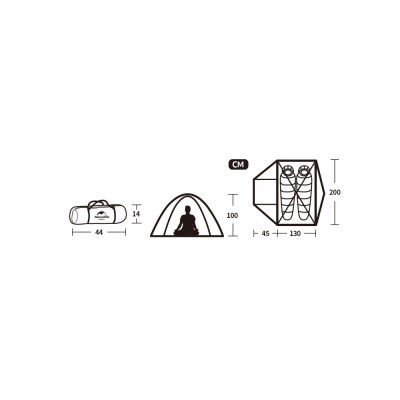 Палатка Naturehike P-Series NH18Z022-P 210T/65D, двухместная, серо-голубая, 6927595783597