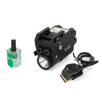 Фонарь подствольный пистолетный SKYWOODS RACCOON DOUBLE LASER, 360 люмен, ЛЦУх2 красн/зел