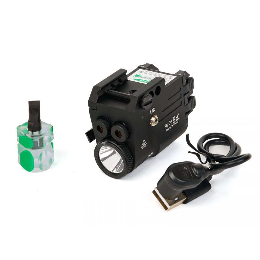 Фонарь подствольный пистолетный SKYWOODS RACCOON DOUBLE LASER, 360 люмен, ЛЦУх2 красн/зел