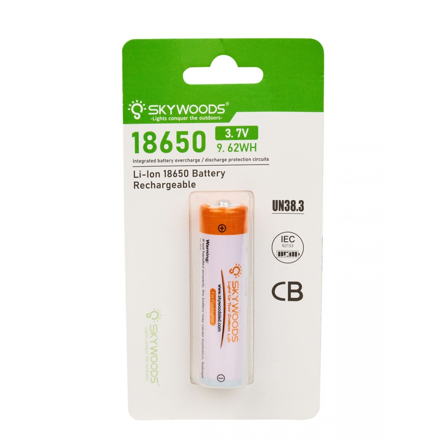 Аккумулятор SKYWOODS 18650, 2600mAh, 1000 циклов перезарядки
