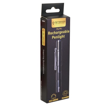 Фонарь-ручка SKYWOODS PENLIGHT FIX P4 Short, 350 люмен, фокусировка луча, Type-C