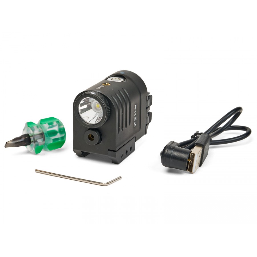 Фонарь подствольный пистолетный SKYWOODS RACCOON LASER, 360 люмен, ЛЦУ красный