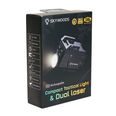 Фонарь подствольный пистолетный SKYWOODS RACCOON DOUBLE LASER, 360 люмен, ЛЦУх2 красн/зел