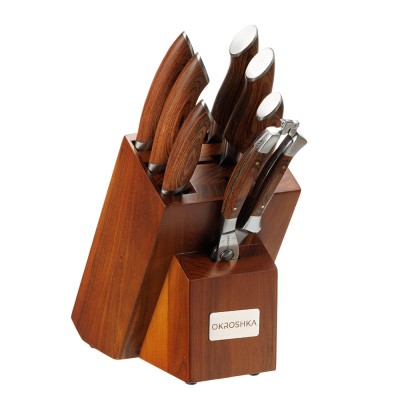 Набор кухонных ножей OKROSHKA ТРЮФЕЛЬ в подставке, 6 ножей, ножницы