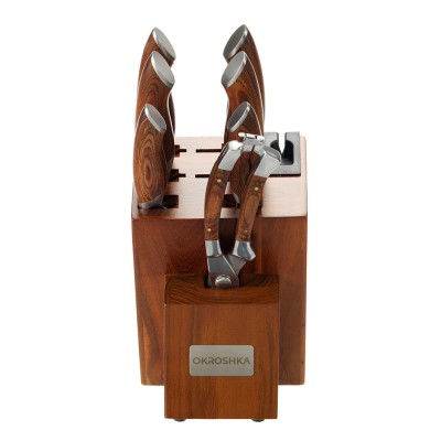 Набор кухонных ножей OKROSHKA ТРЮФЕЛЬ в подставке, 6 ножей, ножницы
