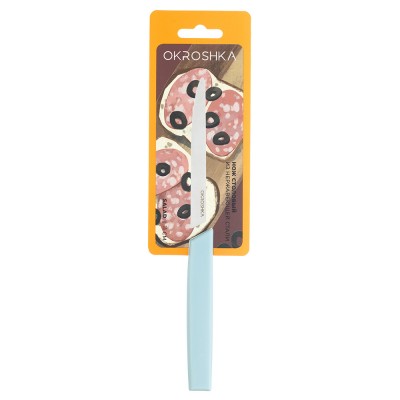 Нож cтоловый OKROSHKA САЛАТ, лезвие 11 см, с серрейторной заточкой, голубая ручка