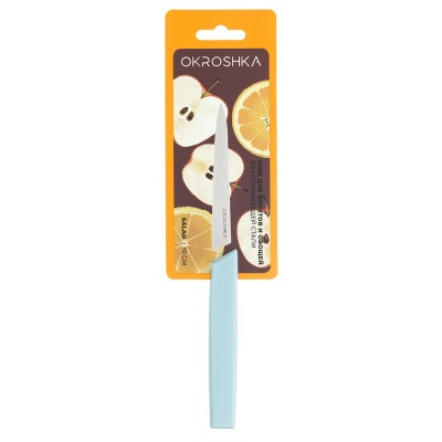 Нож для фруктов и овощей OKROSHKA САЛАТ, лезвие 10 см,голубая ручка