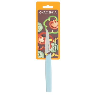 Нож для овощей OKROSHKA САЛАТ, лезвие 8 см, голубая ручка