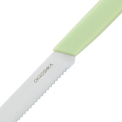 Нож cтоловый OKROSHKA САЛАТ, лезвие 11 см, с серрейторной заточкой, зеленая ручка