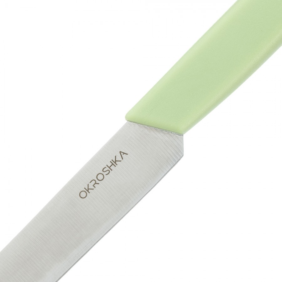Нож для стейка OKROSHKA САЛАТ, лезвие 12 см, зеленая ручка Нож для стейка OKROSHKA САЛАТ, лезвие 12 см, зеленая ручка