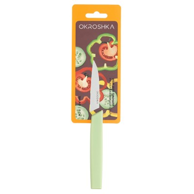 Нож для овощей OKROSHKA САЛАТ, лезвие 8 см, зеленая ручка