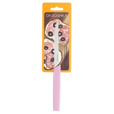 Нож cтоловый OKROSHKA САЛАТ, лезвие 11 см, с серрейторной заточкой, розовая ручка